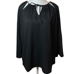 Michael Michael Kors Black Cut Out Long Sleeve Top M